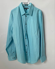 Load image into Gallery viewer, Express Mens Light Turquoise Long Sleeve Collared Modern Fit Dress Shirt Size XL
