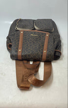 Load image into Gallery viewer, Calvin Klein Womens Brown Monogram Print Adjustable Strap Top Handle Backpack