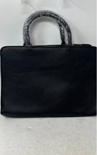 Load image into Gallery viewer, Michel Germain Paris Womens Black Faux Leather Detachable Strap Zip Satchel Bag
