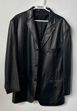 Load image into Gallery viewer, Alfani Mens Black Leather Long Sleeve Collared Button Front Jacket Size R42