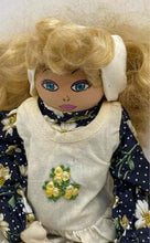 Load image into Gallery viewer, Curly Hair Floral Dress Wearing Wooden Blonde Raggedy Woman Figure Doll