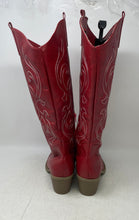 Load image into Gallery viewer, Unbranded Womens Red Leather Mid-Calf Pull-On Cowgirl Western Boots Size 43