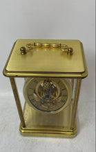 Load image into Gallery viewer, Vintage Pearl S Haller Gold Tone Skeleton Movement Carriage Clock Not Tested