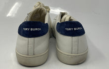 Load image into Gallery viewer, Authentic Tory Burch Womens White Blue Lace-Up Sneaker Shoes Size 9M Damaged