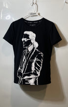 Load image into Gallery viewer, Karl Lagerfeld Womens Black White Short Sleeve Crew Neck Graphic T-Shirt Size XS