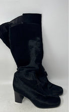 Load image into Gallery viewer, Regina Romero Womens Black Leather Block Heel Side Zip Knee High Boots Size 8.5