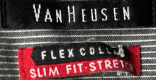 Load image into Gallery viewer, Van Heusen Mens Gray Striped Flex Collar Slim Fit Stretch Dress Shirt Size 15