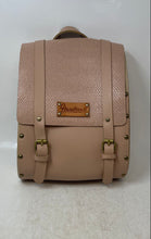 Load image into Gallery viewer, HandStuff Womens Light Pink Faux Leather Studded Double Buckle Flap Backpack