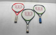 Load image into Gallery viewer, Set Of 3 Pcs Wilson Federer Multicolor Sporting Equipment Round Tennis Racquet