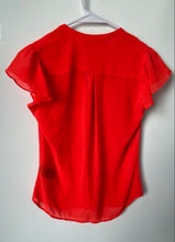 Load image into Gallery viewer, H&M Womens Orange Chiffon Pleated Front Short Flutter Sleeve Blouse Top Size 2