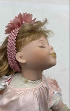 Load image into Gallery viewer, Blonde Curly Hair Closed Eyes Porcelain Doll In Removable Pink Dress