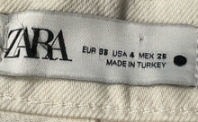 Load image into Gallery viewer, Zara Womens Gold Metallic Cotton Pockets Boyfriend Jeans Size 4