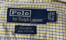 Load image into Gallery viewer, Polo By Ralph Lauren Mens Yellow Check Long Sleeve Andrew Dress Shirt Size 16.5