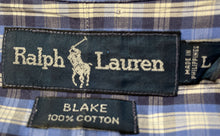 Load image into Gallery viewer, Ralph Lauren Mens Blue Plaid Print Collared Short-Sleeve Button-Up Shirt Size L
