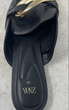 Load image into Gallery viewer, Zara Womens Black Leather Square Toe Slip-On Mules Sandals Size 38