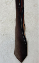 Load image into Gallery viewer, Umo Lorenzo Mens Black Brown Printed Adjustable Pointed Tie One Size