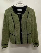 Load image into Gallery viewer, Kerry Moss Womens Green And Black Long Sleeve Collarless Blazer Jacket Size M