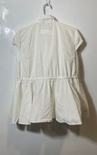 Load image into Gallery viewer, Zara Womens White Short Sleeve Collared Button Front Blouse Top Size Large