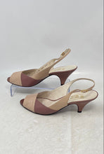 Load image into Gallery viewer, Bruno Magli Womens Pink Beige Leather Peep Toe Buckle Slingback Heels Size 8 B