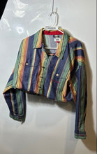 Load image into Gallery viewer, Tommy Jeans Womens Multicolor Striped Long Sleeve Cropped Jacket Size Large
