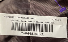 Load image into Gallery viewer, Platini Mens Brown Check Long Sleeve Notch Lapel Four-Button Blazer Size 62L