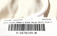 Load image into Gallery viewer, Lauren Ralph Lauren Womens Black Beige Colorblock Short Sleeve Blouse Top Size L