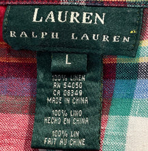 Load image into Gallery viewer, Lauren Ralph Lauren Mens Multicolor Plaid Linen Long Sleeve Button-Up Shirt Sz L