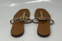 Load image into Gallery viewer, Authentic Tory Burch Womens Miller Gold-Tone Brown Slip-On Thong Sandals Size 5M