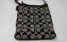 Load image into Gallery viewer, Coach Womens Gray Black Signature Print Adjustable Strap Zip Top Crossbody Bag