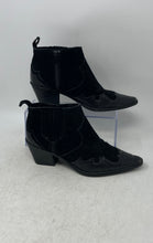 Load image into Gallery viewer, Zara Womens Black Block Heel Side Zip Cowgirl Ankle Boots Size EUR 37