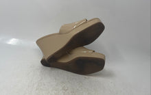 Load image into Gallery viewer, Jessica Simpson Womens Beige Leather Wedge Heel Slip-On Slide Sandals Size 6