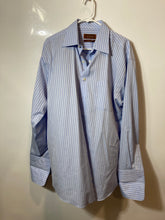 Load image into Gallery viewer, Tasso Ella Mens Blue And White Striped Iron Free Button Front Dress Shirt Size L