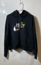 Load image into Gallery viewer, Nike Womens Black Rally Long Sleeve Full-Zip Cropped Hoodie Size Large