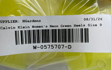 Load image into Gallery viewer, Calvin Klein Womens Neon Green Open Toe Block Slide Heels Size 9M