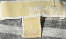 Load image into Gallery viewer, Michael Kors Womens White Gray Striped Cold Shoulder Sleeve Blouse Top Size L