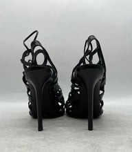 Load image into Gallery viewer, Charles David Womens Black Leather Peep Toe Stiletto Strappy Sandals Size 38.5 B