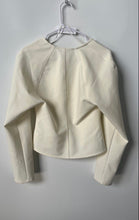 Load image into Gallery viewer, Zara Womens Off White Long Sleeve V-Neck Cropped Casual Jacket Size Small
