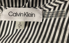 Load image into Gallery viewer, Calvin Klein Womens Black And White Striped Keyhole Back Blouse Top Size S