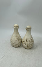 Load image into Gallery viewer, Harry & David Ceramic Embossed Grape And Leaf Designs Oil And Vinegar Cruets Set
