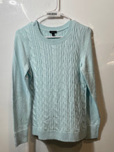 Load image into Gallery viewer, Talbots Womens Light Blue Button Cuff Cable-Knit Pullover Sweater Size Small