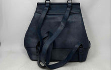 Load image into Gallery viewer, Darcy Marks London Womens Dark Blue Faux Leather Magnetic Flap Backpack With Tag