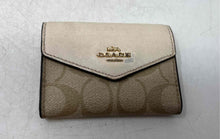 Load image into Gallery viewer, Coach Womens Beige Brown Signature Print Mini Flap Card Case Wallet