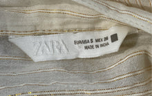 Load image into Gallery viewer, Zara Womens Ivory Striped Long Sleeve Button Front Blouse Top Size Small