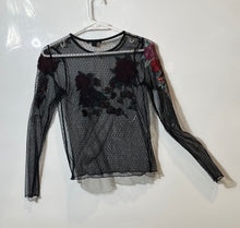 Load image into Gallery viewer, American Eagle Outfitters Womens Black Floral Long Sleeve Blouse Top Size XS