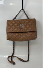 Load image into Gallery viewer, Steve Madden Womens Brown Quilted Flap Top Handle Chain Strap Crossbody Handbag