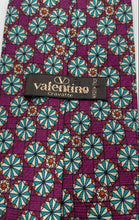 Load image into Gallery viewer, Valentino Mens Purple Geometric Floral Print Silk Keeper Loop Pointed Tie