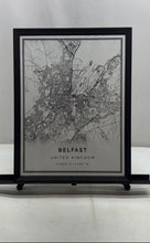 Load image into Gallery viewer, Black White Wall Decorative Framed Belfast City Map Poster Of United Kingdom