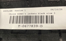 Load image into Gallery viewer, Chico's Womens Black Logo Print Long Sleeve Collared Button Front Jacket Size 3