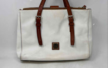 Load image into Gallery viewer, Dooney & Bourke Womens Beige Brown Leather Bottom Studs Medium Satchel Bag