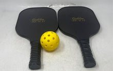 Load image into Gallery viewer, Set Of 2 Pcs Golden Beach Black Pickleball Paddles With Ball & Carry Case